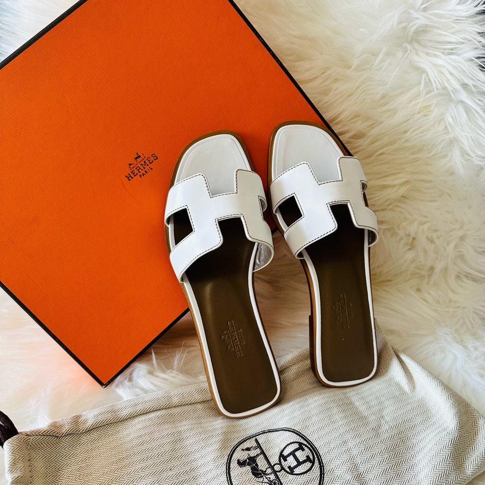 Hermes White Oran Sandal 💯 AUTHENTIC
